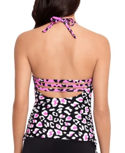 Women's Shirred-Side Halter Tankini Top