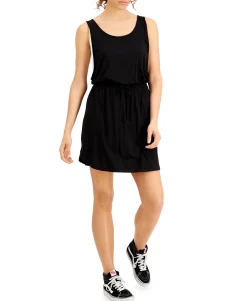 Women's Sleeveless Drawstring Colorblocked Dress