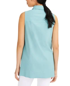 Women's Sleeveless Knit Button-Front Tunic