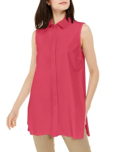Women's Sleeveless Knit Button-Front Tunic