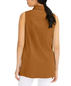 Women's Sleeveless Knit Button-Front Tunic