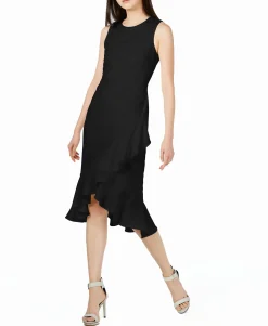 Women's Sleeveless Ruffled Wrap-Hem Dress