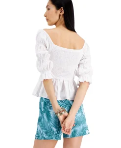 Women's Smocked Cotton Blouse