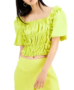 Women's Smocked Cotton Ruffle Top