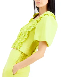 Women's Smocked Cotton Ruffle Top