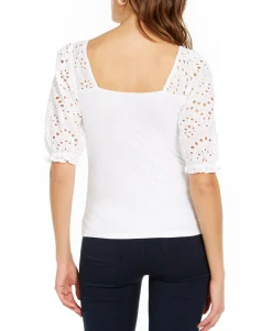 Women's Smocked Eyelet Sleeves