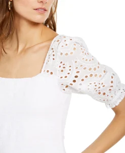 Women's Smocked Eyelet Sleeves
