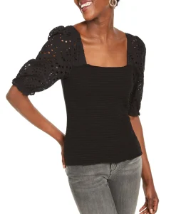 Women's Smocked Eyelet Sleeves