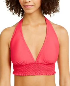 Women's Smocked Halter Bikini Top