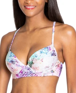 Women's Snake-Print Bustier Bikini Top