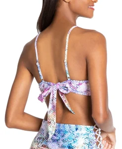 Women's Snake-Print Bustier Bikini Top