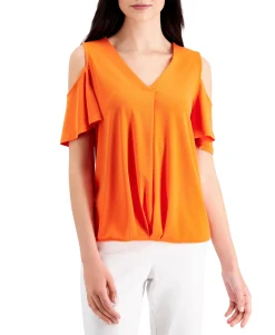 Women's Solid Cold-Shoulder Top