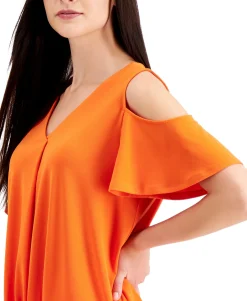 Women's Solid Cold-Shoulder Top