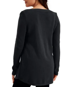 Women's Solid Curved-Hem Tunic Sweater