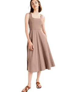 Women's Solid Square-Neck Midi Tank Dress