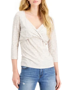 Women's Spaced-Dyed Twist-Front Top