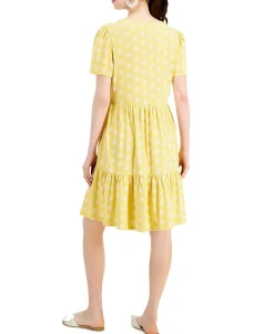 Women's Split-Neck Printed Dress