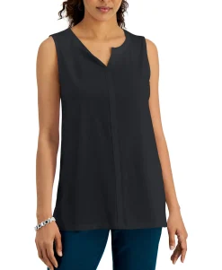 Women's Split-Neck Sleeveless Tunic