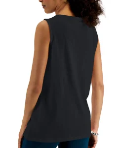 Women's Split-Neck Sleeveless Tunic