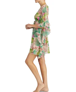 Women's Striped Chiffon Ruffle-Cuff Caftan