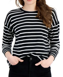 Women's Striped Classic Crew Sweatshirt