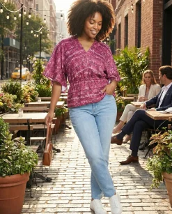 Women's Striped Dolman-Sleeve Top