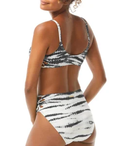 Women's Striped Side-Lace Bikini Top