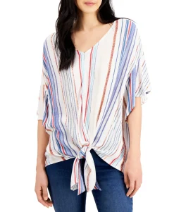 Women's Striped Tie-Front Top