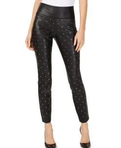 Women's Studded Faux-Leather Skinny Pants