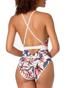 Women's STUDIO Printed Plunge One-Piece Swimsuit