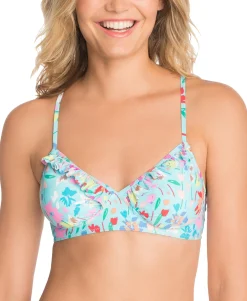 Women's Superbloom Printed Ruffled Bikini Top