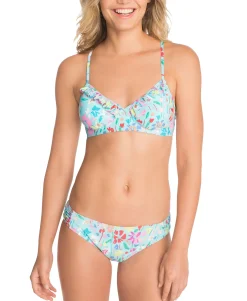 Women's Superbloom Printed Ruffled Bikini Top