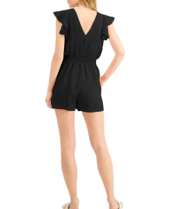 Women's Surplice Flutter-Sleeve Romper