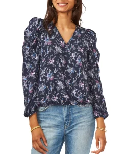 Women's Surplice Puff-Sleeve Top