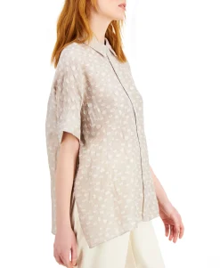 Women's Textured Button-Front Top