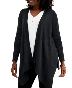 Women's Textured Hem Cascade-Front Cardigan