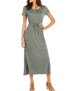 Women's Textured Tie Waist Maxi Dress