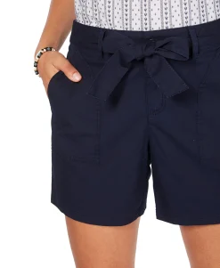 Women's Tie-Belt Cotton Shorts