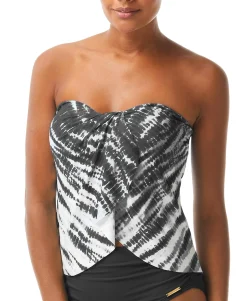 Women's Tie-Dye Draped Tankini Top