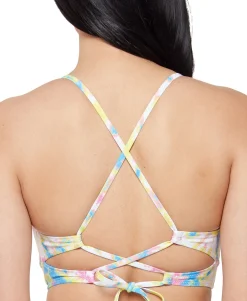 Women's Tie-Dyed Cropped Keyhole Cami Bikini Top