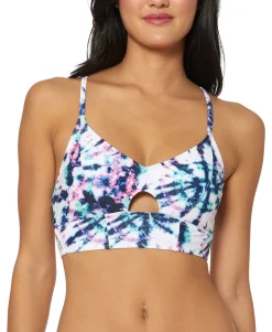 Women's Tie-Dyed Cross-Back Cutout Bikini Top
