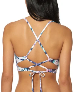 Women's Tie-Dyed Cross-Back Cutout Bikini Top
