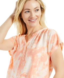 Women's Tie-Dyed Henley Top