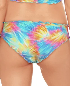 Women's Tie-Dyed Ruffled Hipster Bikini Bottom