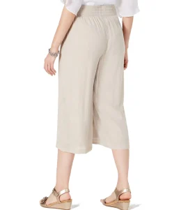Women's Tie-Front Textured Capri Pants