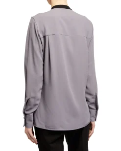 Women's Tie-Neck Tuxedo Blouse