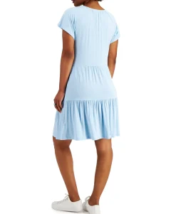 Women's Tiered-Skirt Tie-Neck Dress