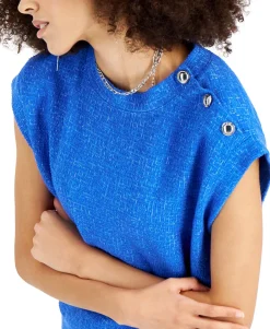 Women's Tweed Button-Trim Top