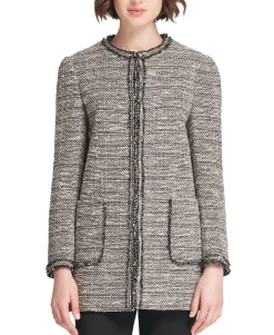 Women's Tweed Long Open-Front Jacket
