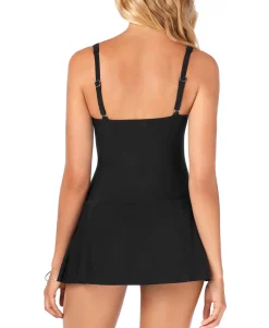 Women's Twist Bra Shirred Skater Swimdress